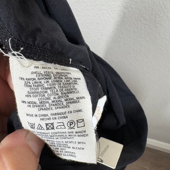 Hei Hei Anthropologie Large Pull On Cropped Pants Black Gold Striped Foldover - Picture 10 of 11